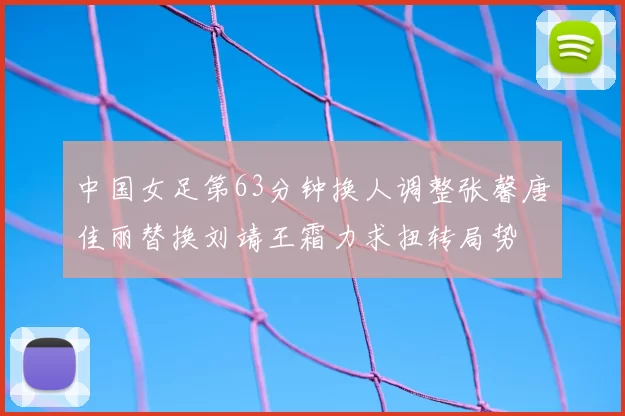 中国女足第63分钟换人调整张馨唐佳丽替换刘靖王霜力求扭转局势